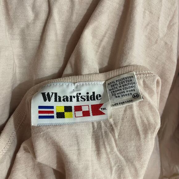 Vintage 90s Wharfside Tan Mesh Overlay Sporty Top / Size Medium / Vintage Tee - Picture 6 of 7